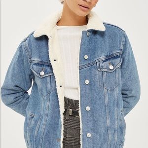 Topshop Moto Shearling Denim Jacket